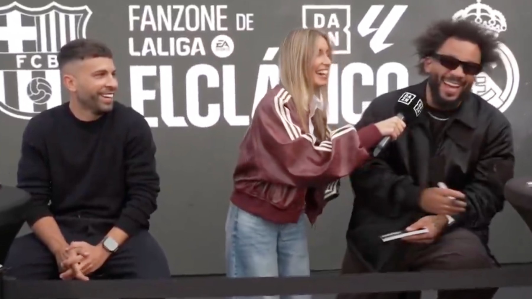 Jordi Alba y Marcelo en la previa de el Clásico