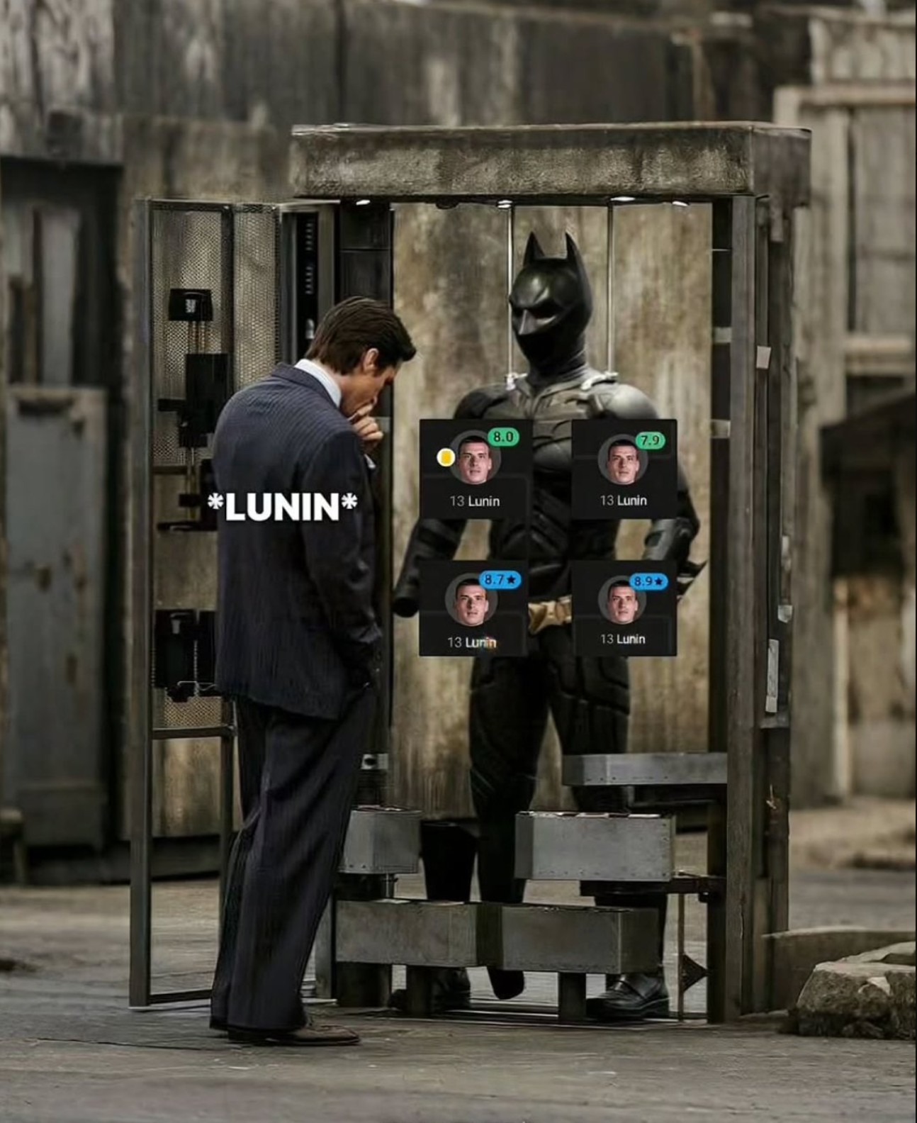 Meme de Lunin saliendo al rescate una vez más