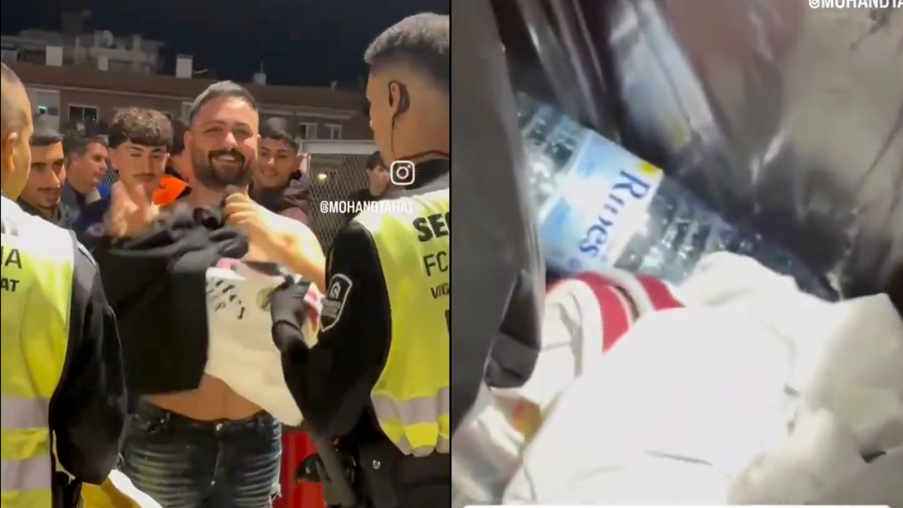 La seguridad del FC Barcelona tira una camiseta del Real Madrid a la basura