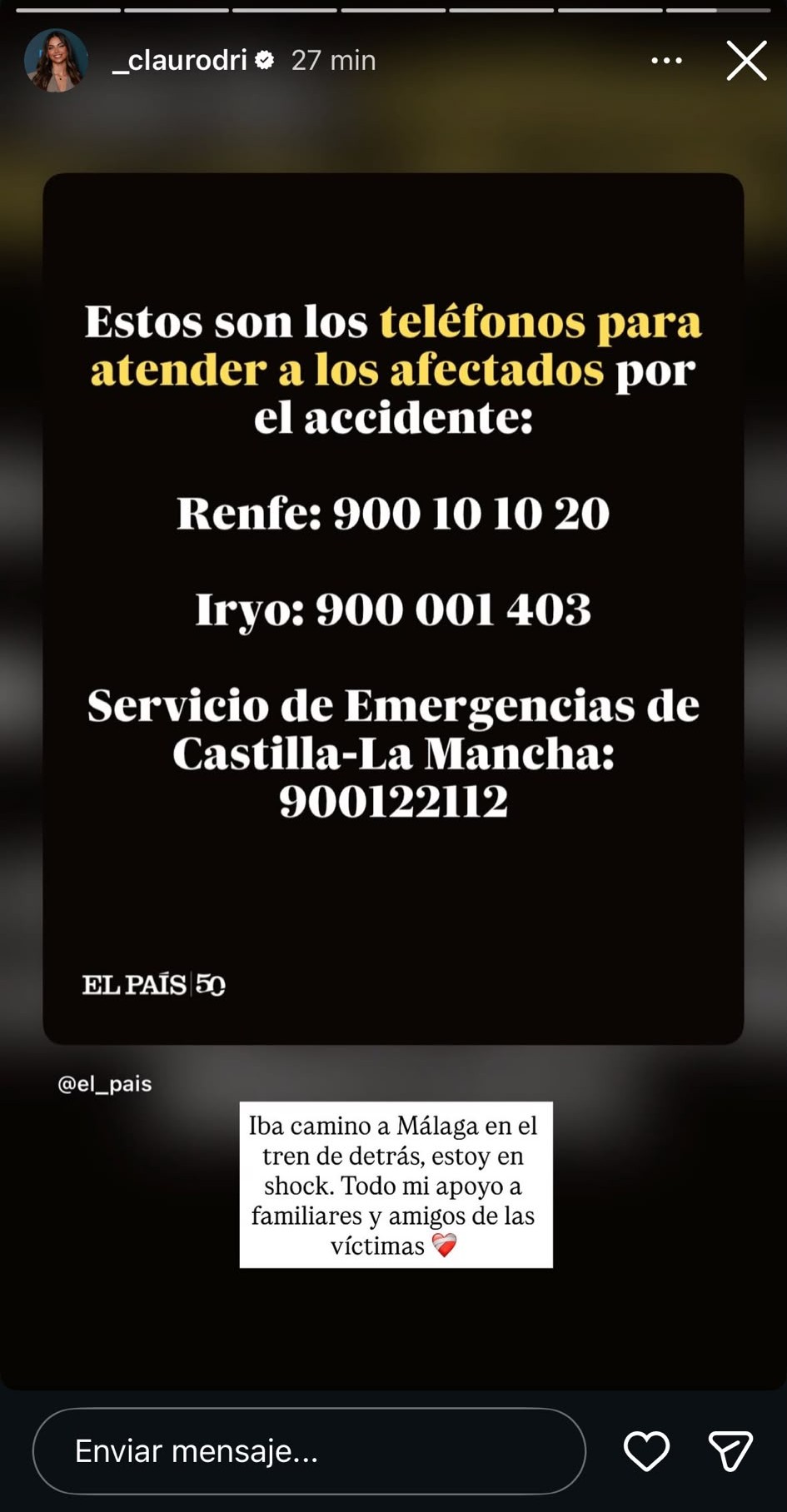 La pareja de Cucurella iba en el tren justo después del accidentado: «Estoy en shock, todo mi apoyo a las víctimas»