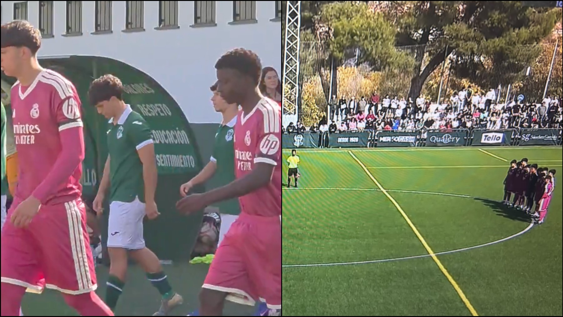 El Juvenil del Real Madrid se viste de luto en Toledo con un emotivo homenaje a las víctimas del accidente ferroviario