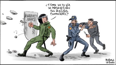 Los polic&iacute;as y guardias civiles se manifiestan