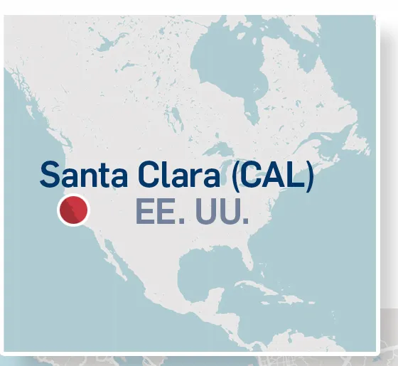 Santa Clara en el mapa de EE. UU.