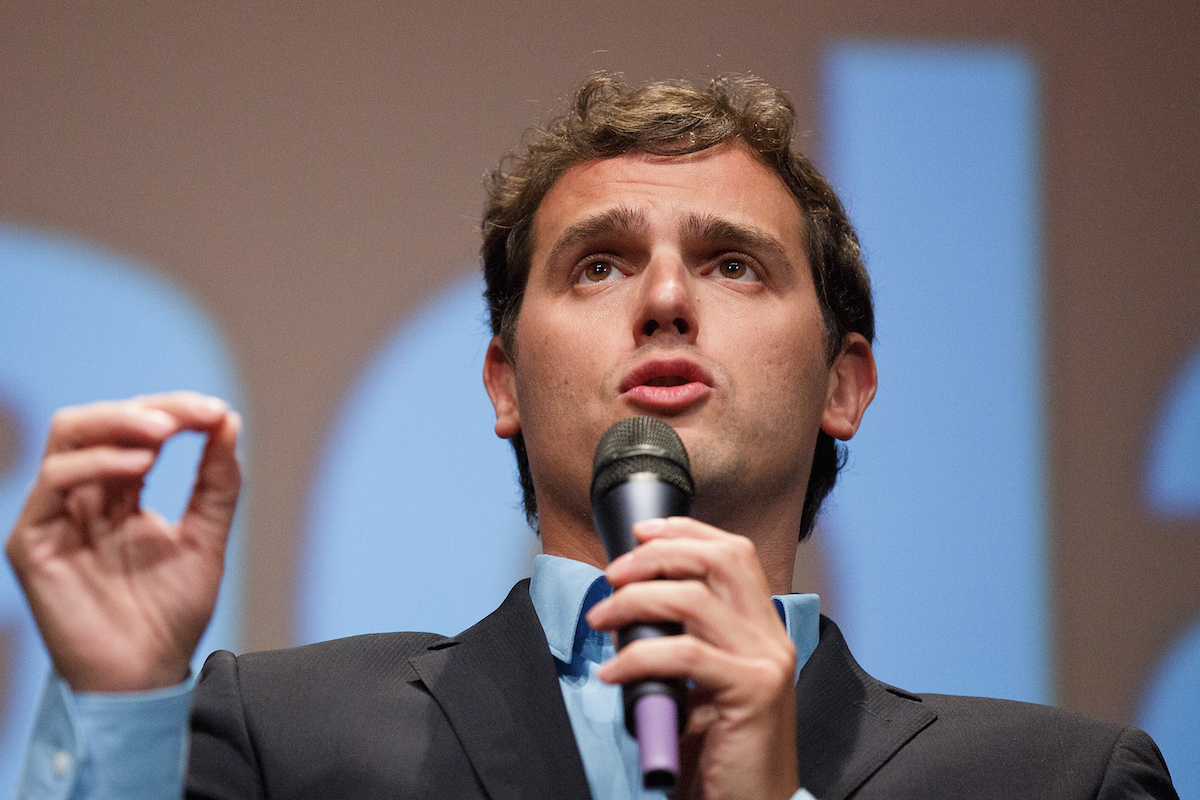 Albert Rivera durante un mitin (Getty).