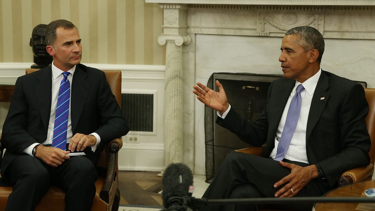 El Presidente Barack Obama con el Rey Felipe en su visita a Washington.