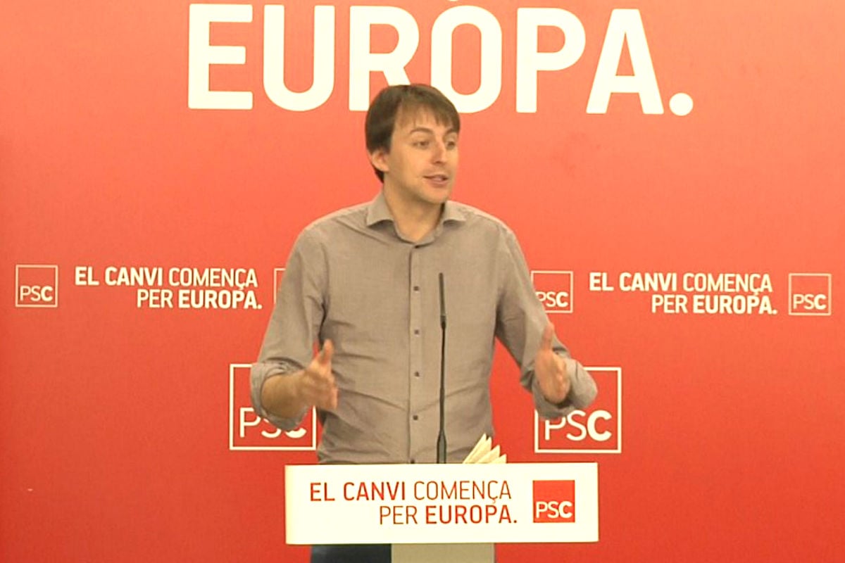 Javier López en un mitin como candidato en las elecciones europeas de 2014. (Foto: PSC)