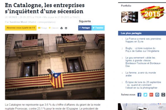 Noticia sobre Cataluña en Le Monde.