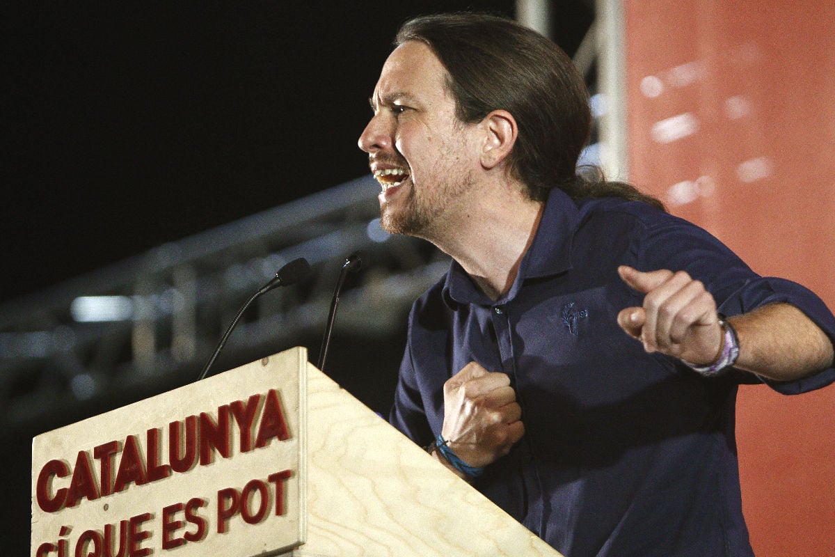 Pablo iglesias durante un mitin en Cataluña. (foto:EFE)