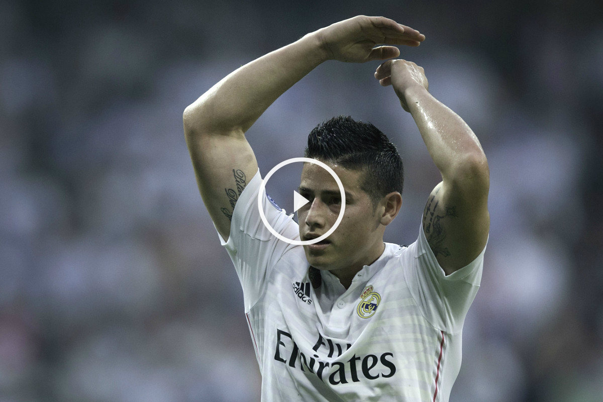 James Rodríguez, en un partido en el Bernabéu.