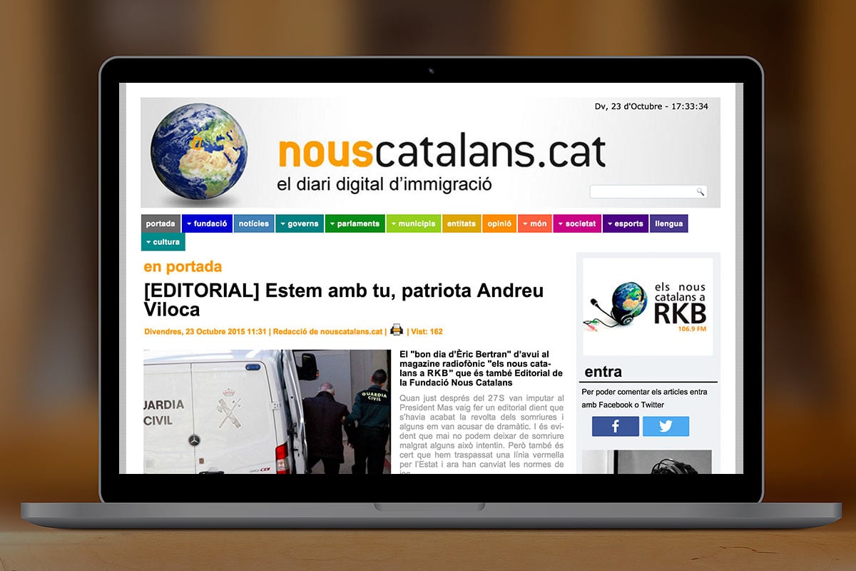 Editorial publicado hoy por la Fundación Nous Catalans, sobre la detención de su tesorero