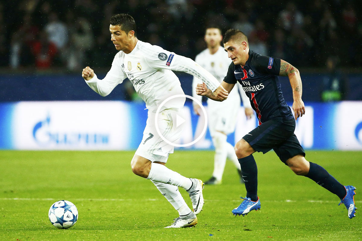 Cristiano Ronaldo trata de irse de Verratti en el empate blanco en Paris (Foto: Reuters)