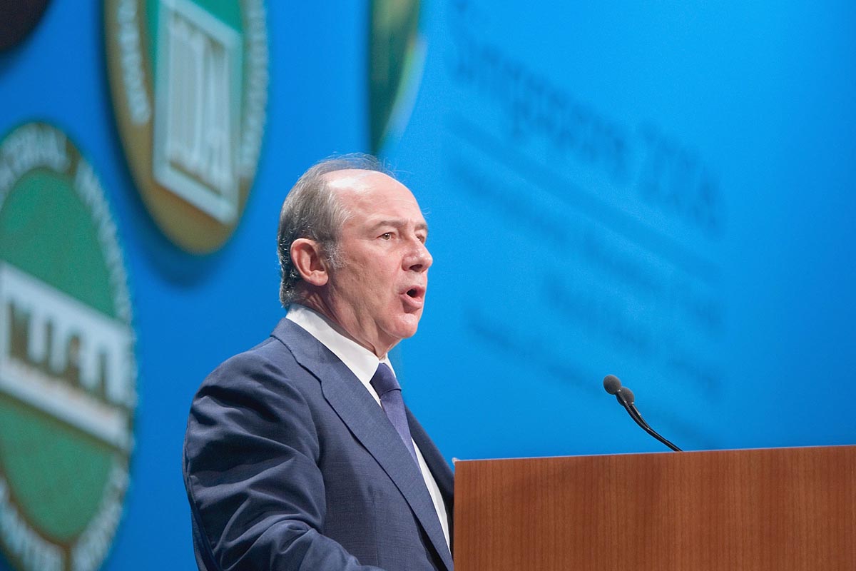 Rodrigo Rato en una intervención en la reunión anual del Banco Mundial. (Foto: Getty)
