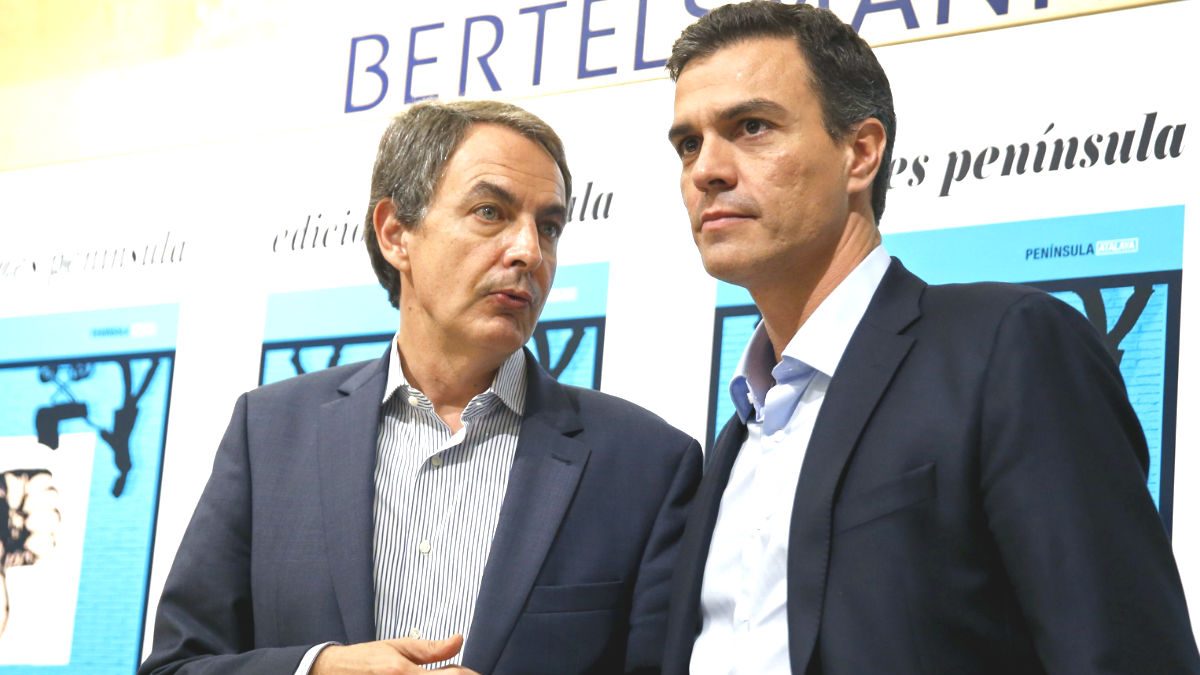 José Luis Zapatero y Pedro Sánchez presentando el libro del exministro Miguel Sebastián.
