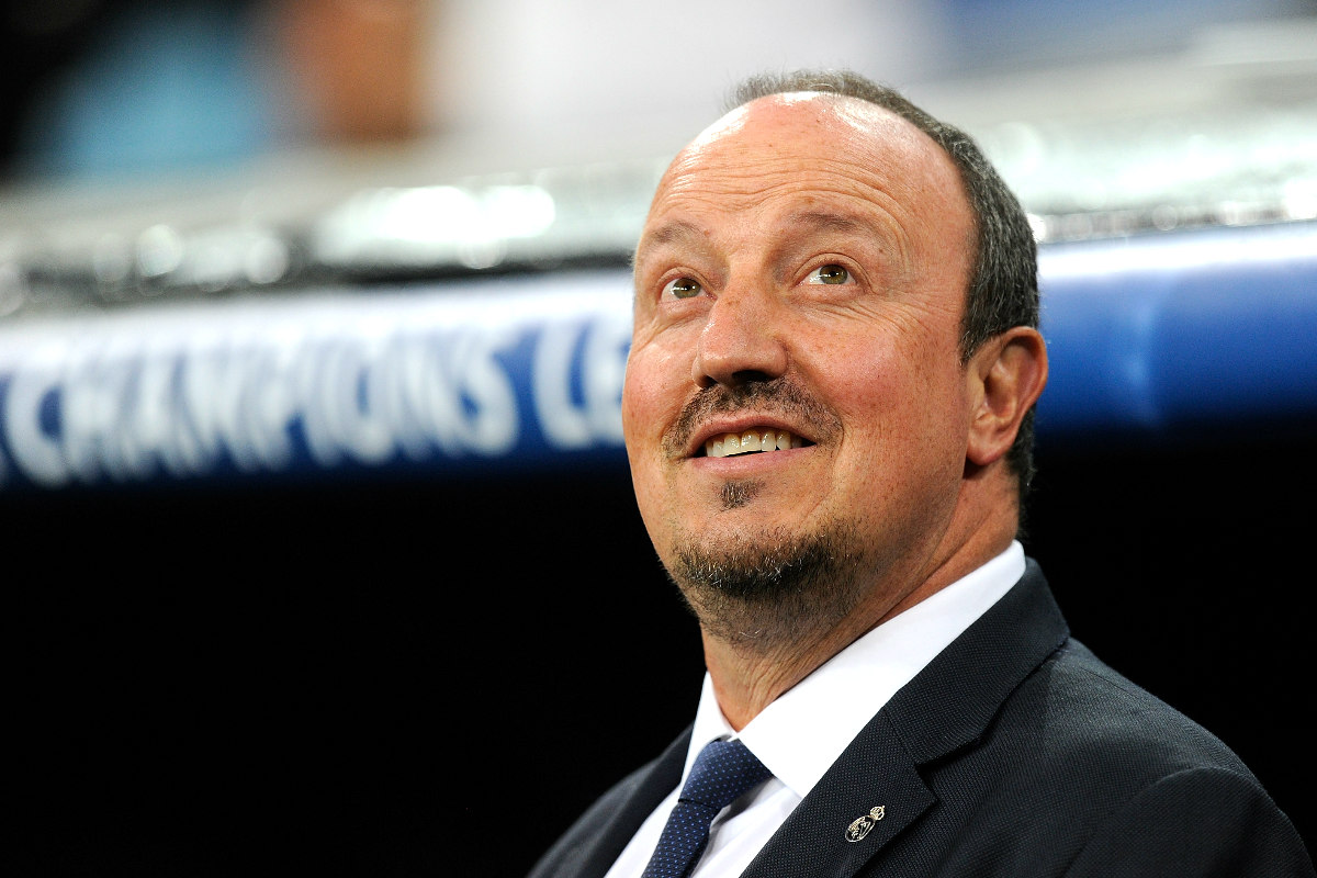 Rafa Benítez, en el banquillo del Bernabéu en su debut en Champions con el Real Madrid. (Getty)