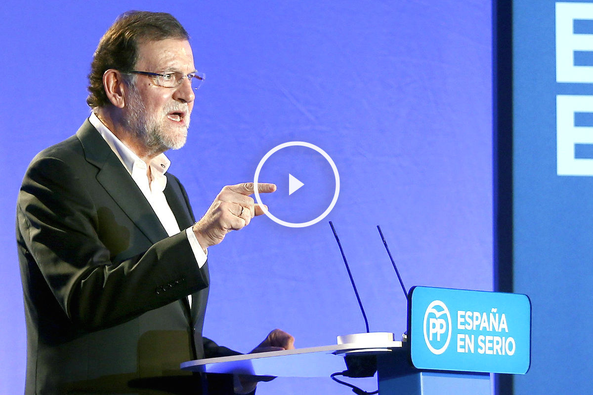 El presidente Mariano Rajoy, durante el acto celebrado hoy por el PP en Barcelona (Foto: Efe)