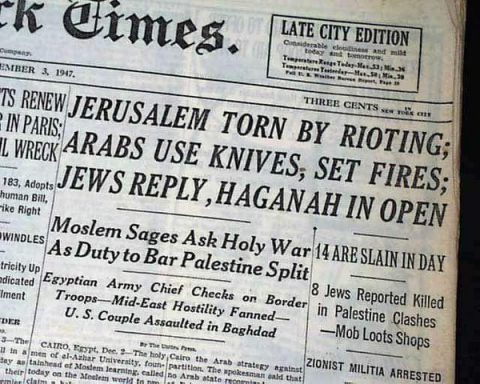 Portada del New York Times del 3 de diciembre de 1947 que da cuenta de los ataques árabes con cuchillos a ciudadanos judíos.