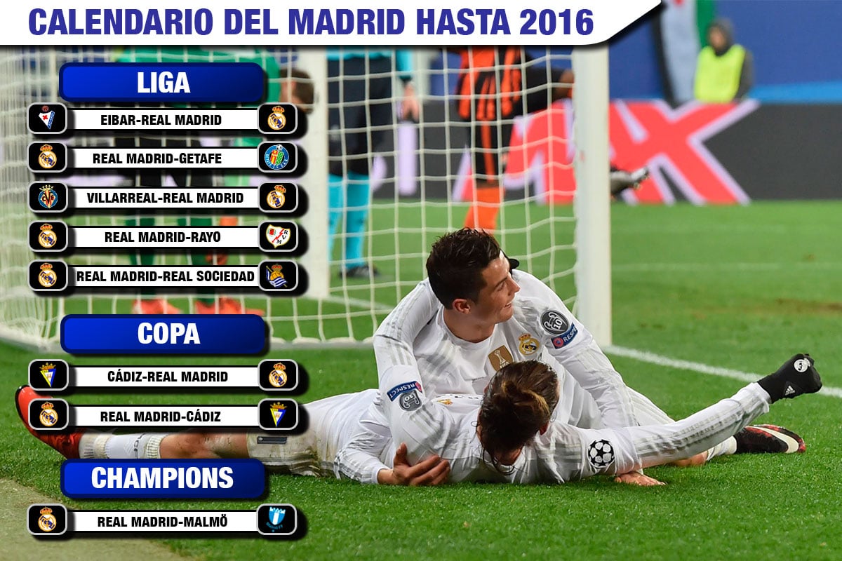 El calendario del Real Madrid hasta final de 2015.