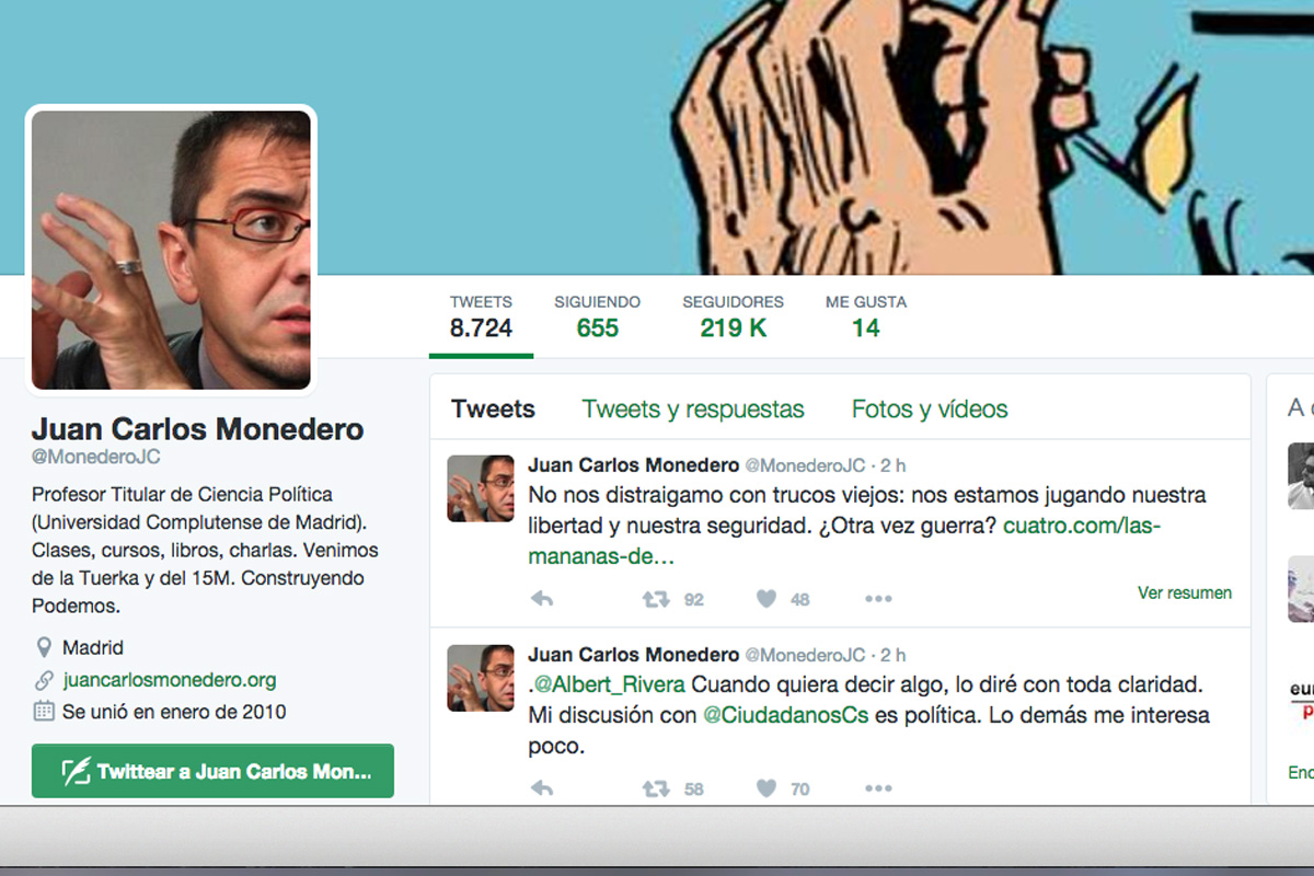 Cuenta de Twitter de Juan Carlos Monedero.