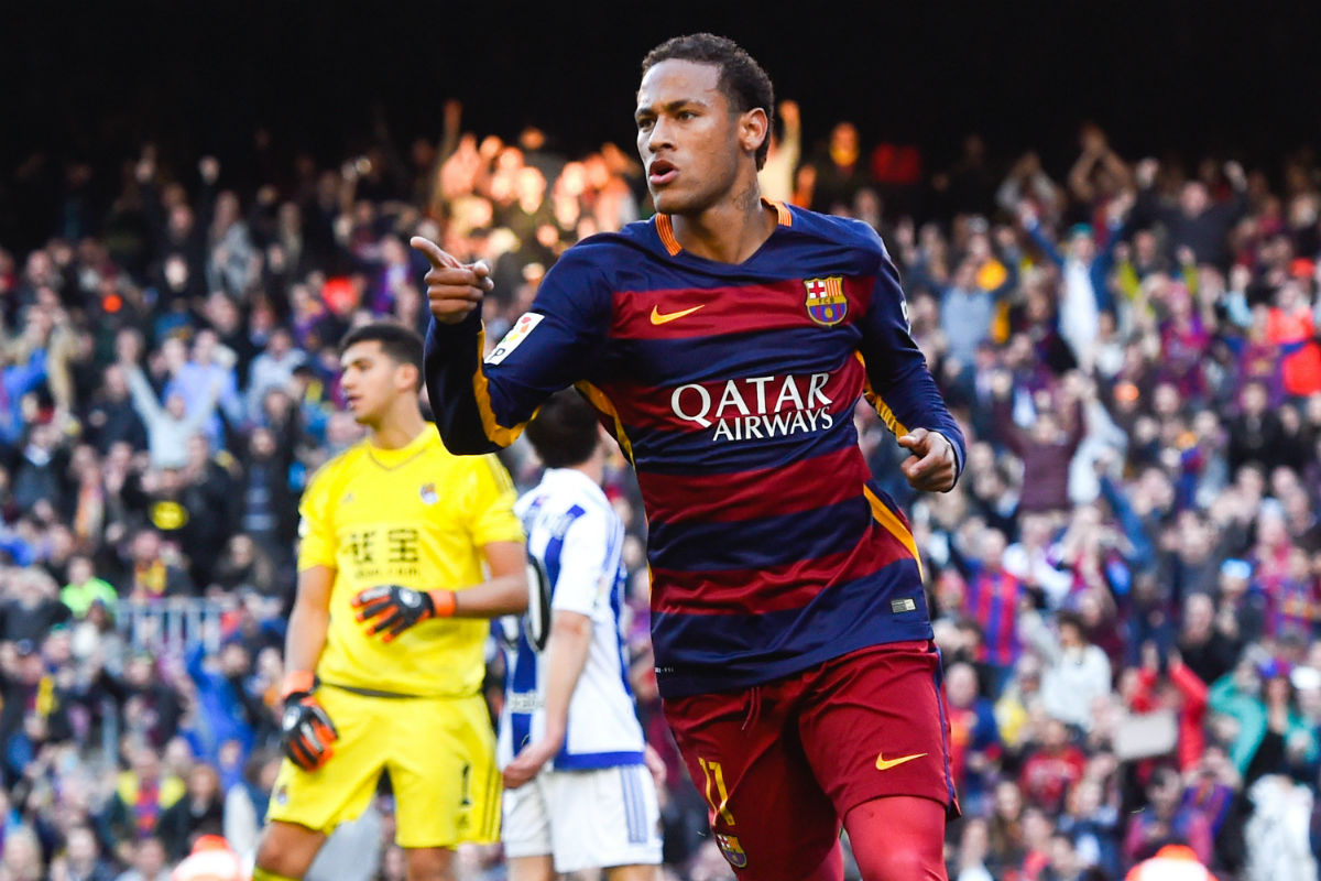Neymar celebra un gol con el Barcelona. (Getty)