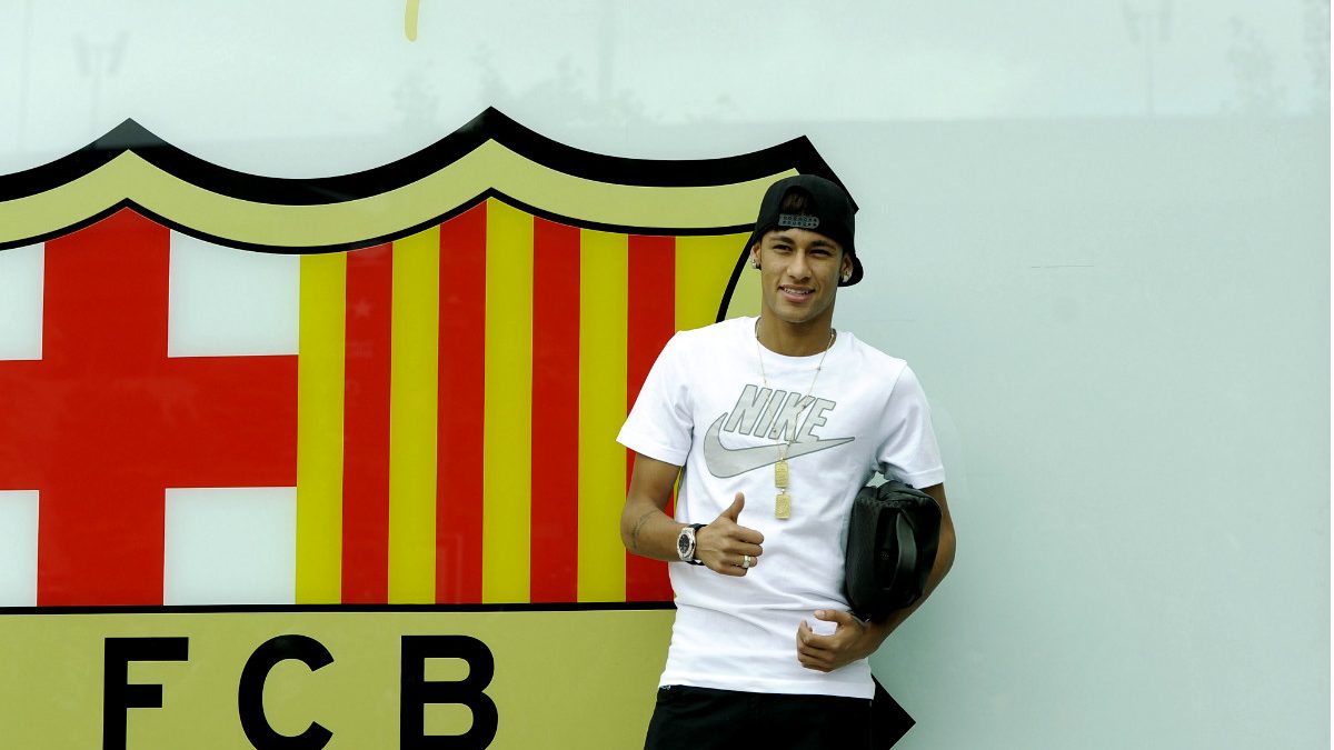 Neymar, el día de su presentación en el Camp Nou. (Getty)