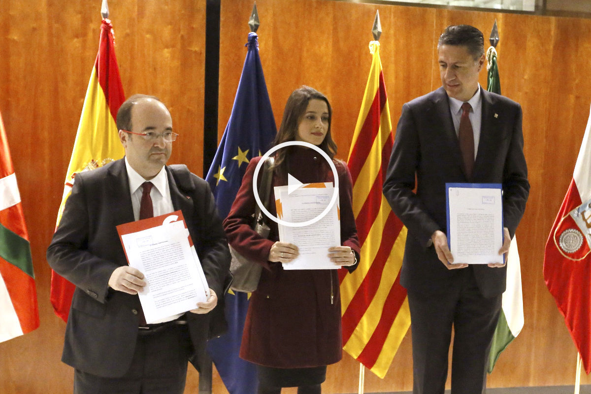 Miquel Iceta, Inés Arrimadas y Xavier García Albiol en el TC (Foto: Efe)