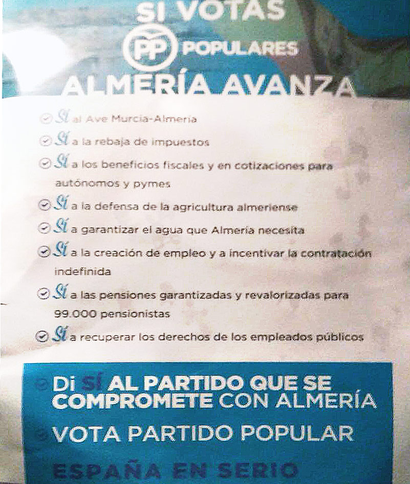Cara A del folleto del PP de Almería