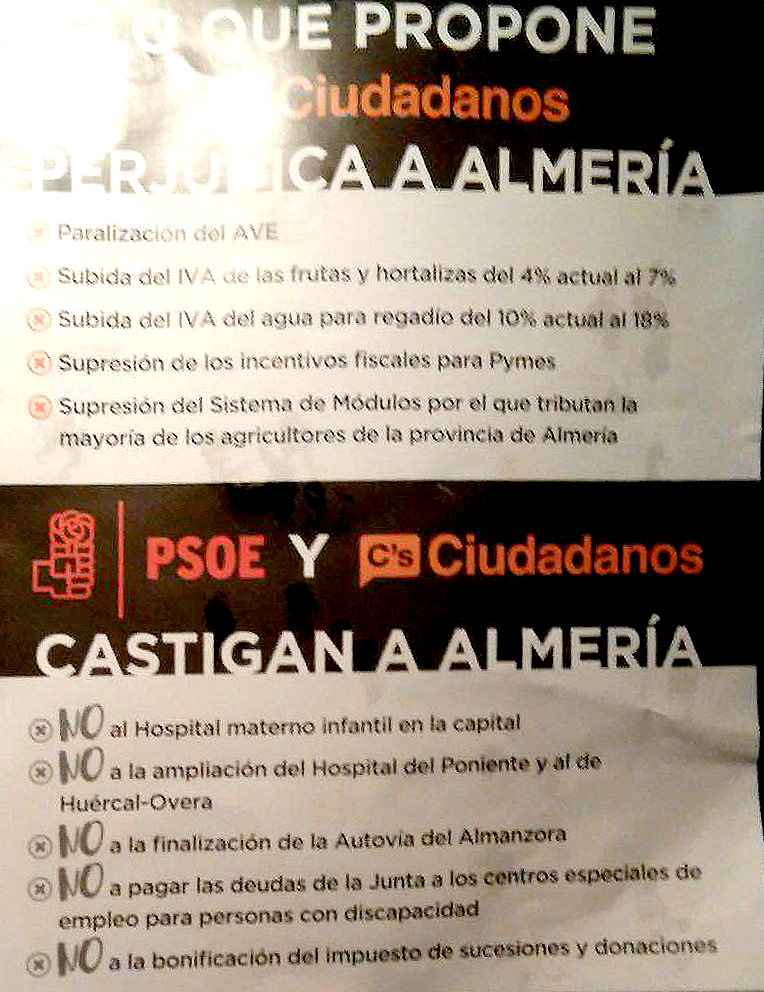 Cara B del folleto del PP de Almería