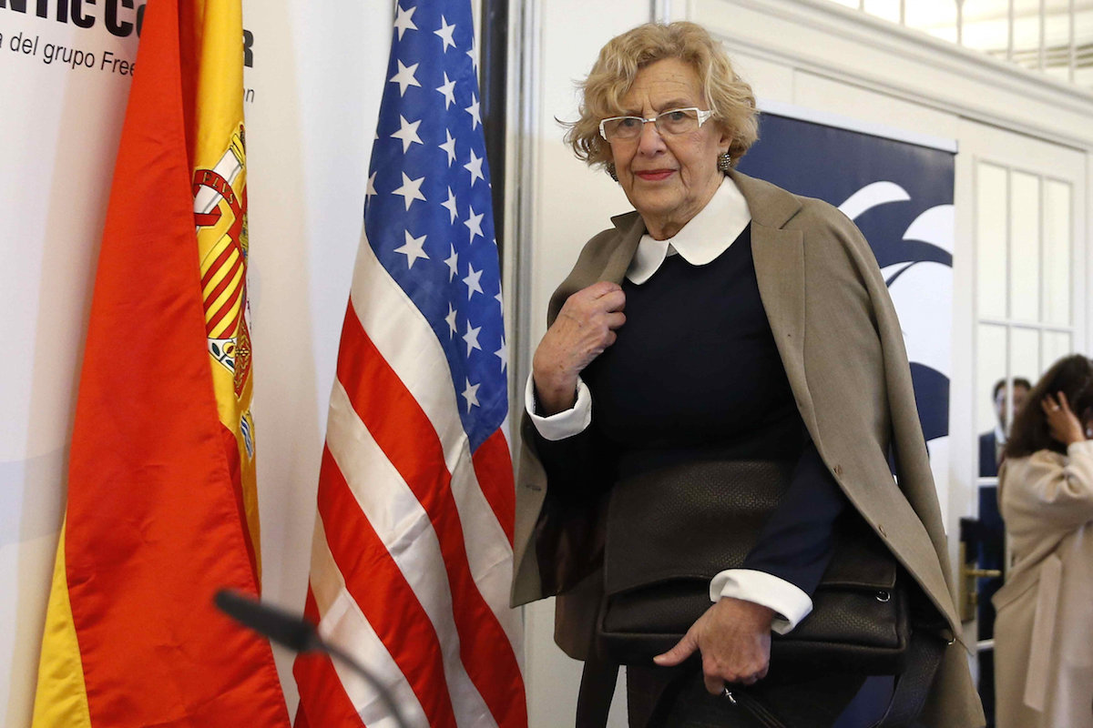 La alcaldesa Manuela Carmena, en la Cámara de Comercio de Estados Unidos en España