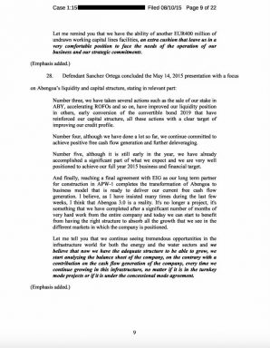 Página 9 de la denuncia contra Abengoa