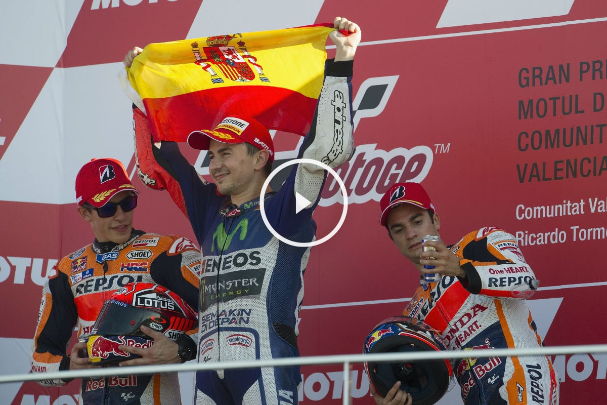 Jorge Lorenzo, en el podio de Cheste.