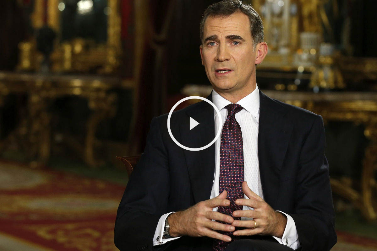 El Rey Felipe VI, durante su discurso de Navidad ofrecido desde el Palacio Real (Foto: Efe)