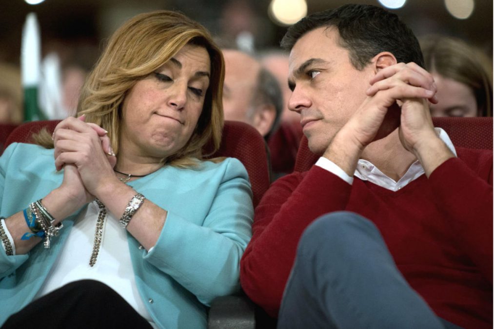 La presidenta de la Junta, Susana Díaz, con el secretario general del PSOE, Pedro Sánchez.