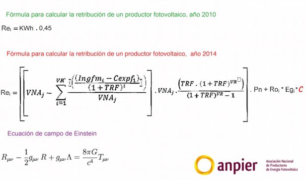 Formulas para calcular la retribución (Fuente: ANPIER)