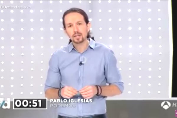 Pablo Iglesias en el discurso final del debate electoral a cuatro