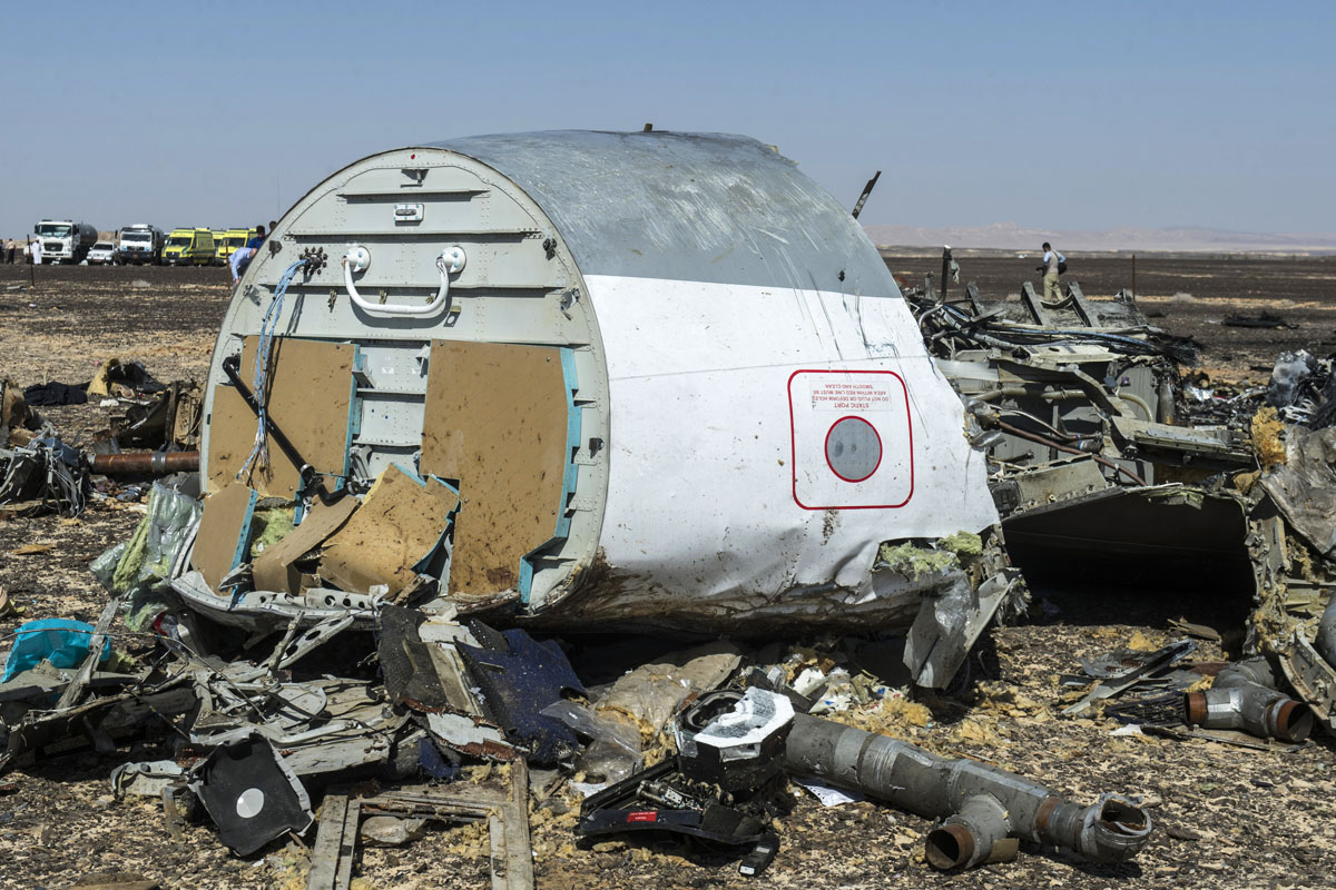 Restos del avión siniestrado en el Sinaí. (Foto: AFP)