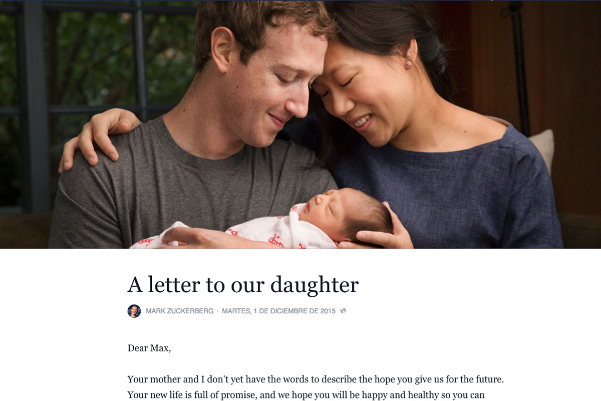 Max Chan Zuckerberg, la primera hija del creador de Facebook.