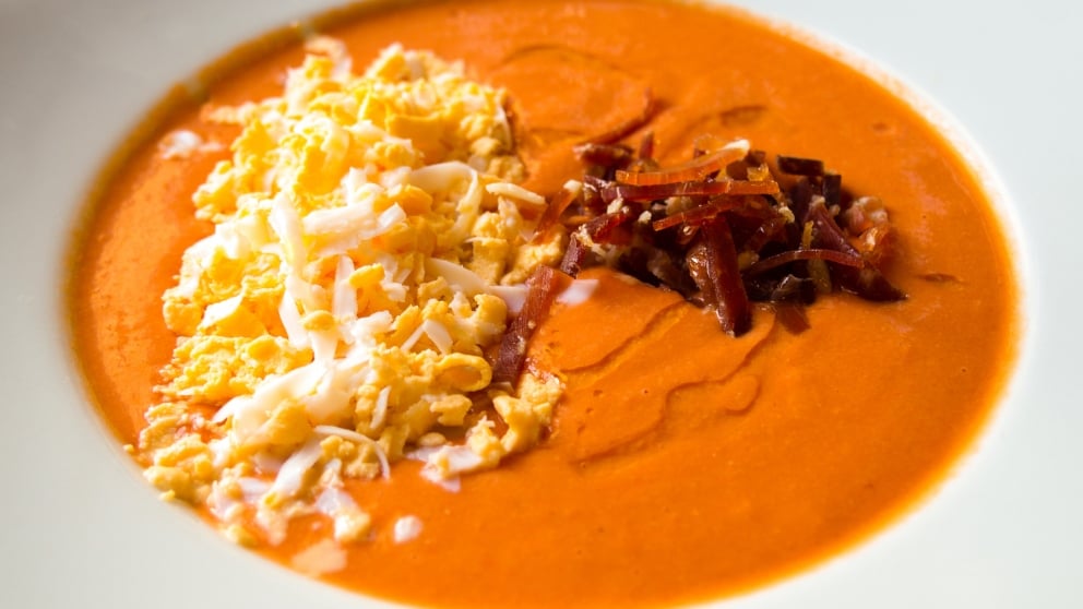 Crema de jamón y tomates asados