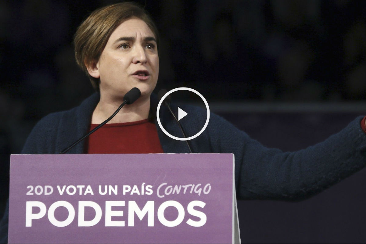 Ada Colau en el mitin central de Podemos en Madrid (Foto: Efe)