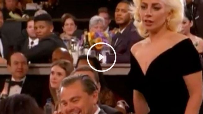 Leonardo DiCaprio se rió de Lady Gaga al recibir su Globo de Oro ?>