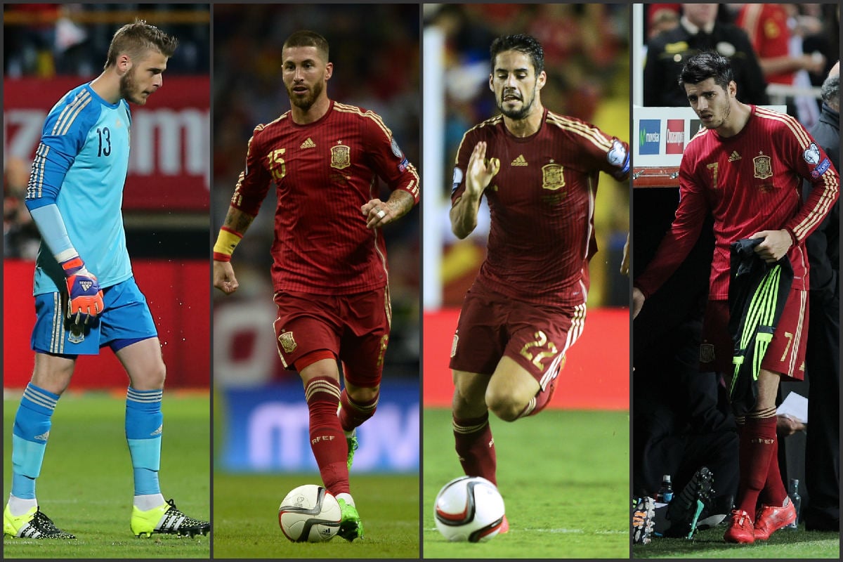 De Gea, Sergio Ramos, Isco y Morata. (AFP)