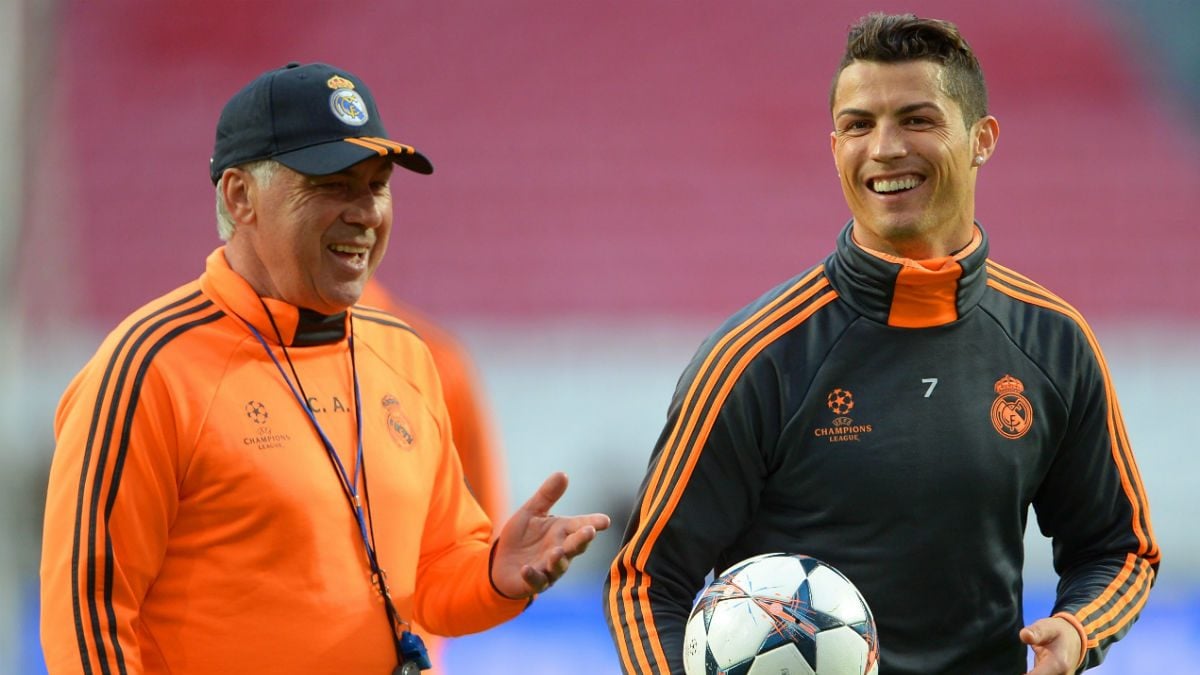 Ancelotti y Cristiano, durante su etapa en el Madrid. (Getty)