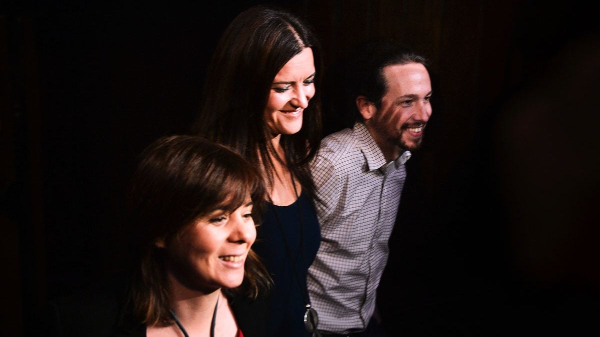 Pablo Iglesias en un acto de campaña Marisa Matias. (Foto: AFP)