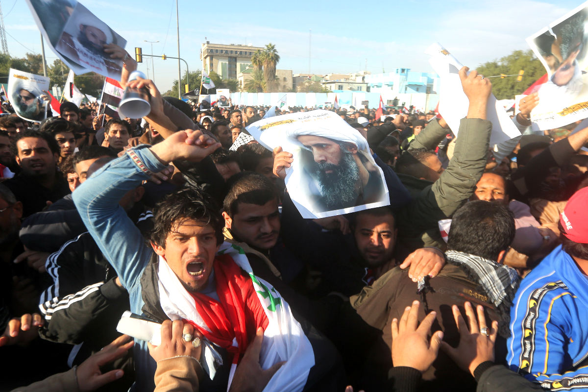Protesta de partidarios del clérigo ejecutado en Arabia (Foto: AFP).
