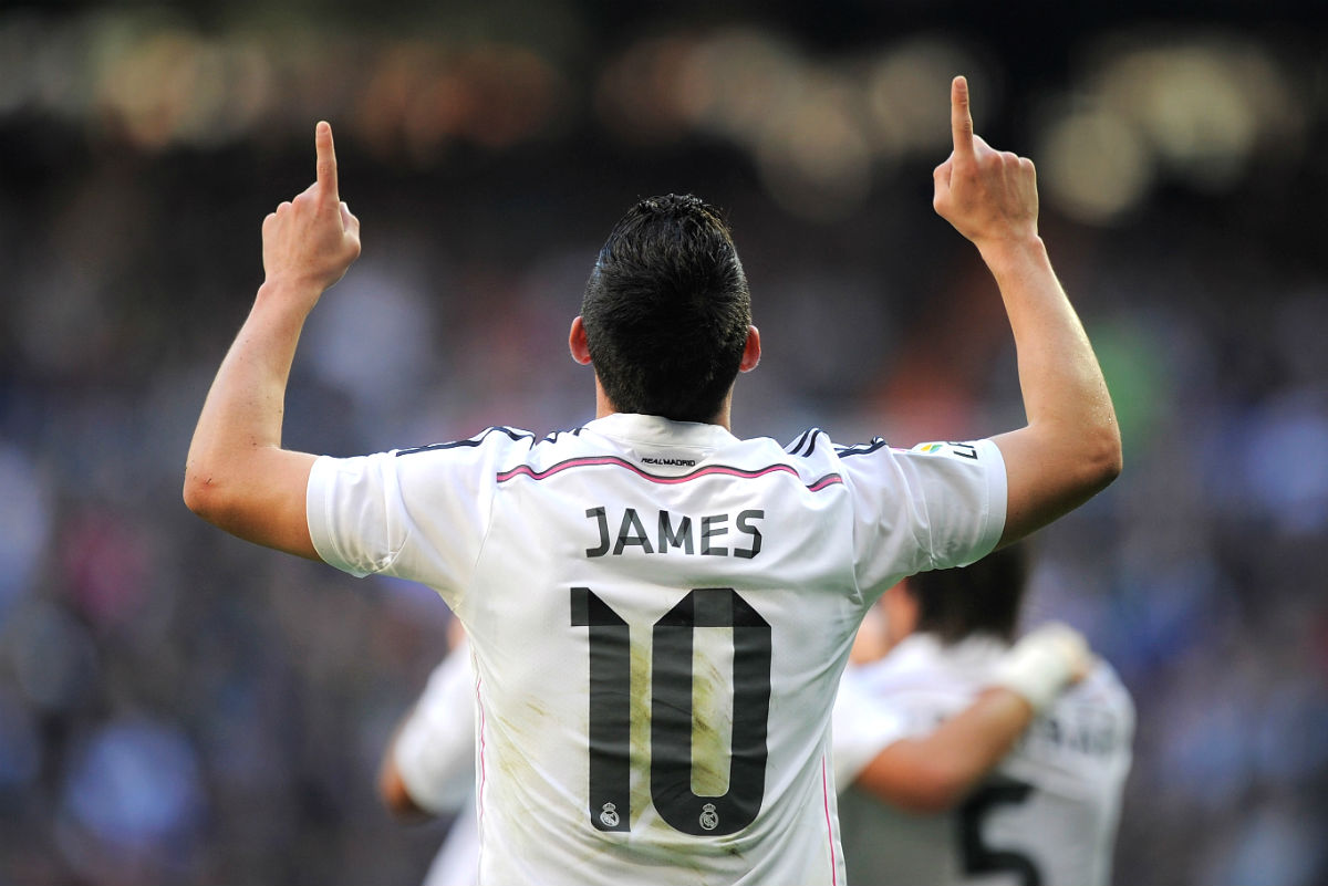 James celebra un gol en el Bernabéu. (AFP)