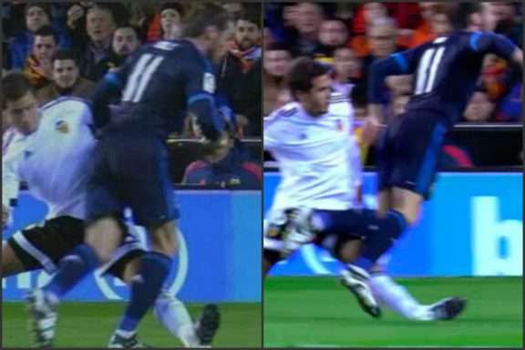 El árbitro no pitó penalti sobre Bale.