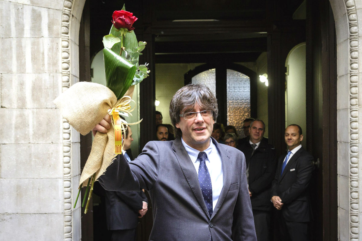 Puigdemont, el pasado lunes en el Ayuntamiento de Girona (Foto: Efe).