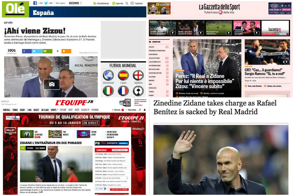 La prensa mundial se hace eco del ascenso de Zidane.