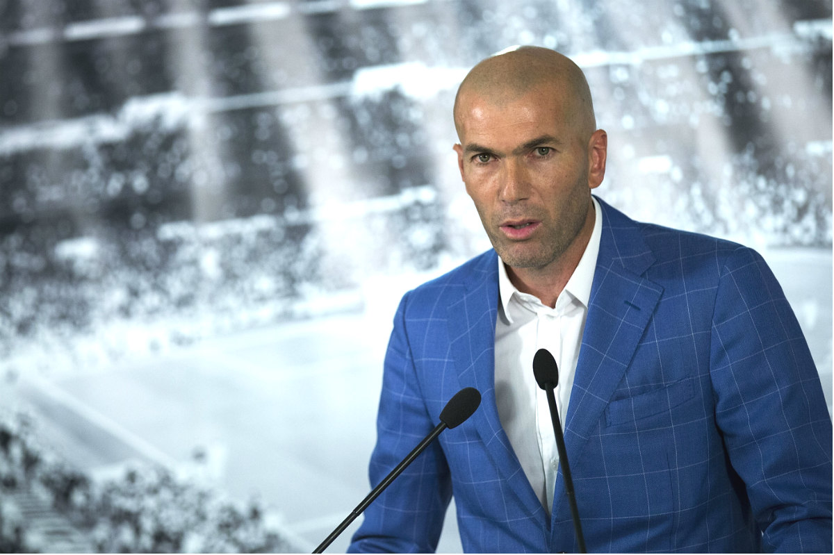 Zinedine Zidane, en su comparecencia en el Bernabéu. (Getty)