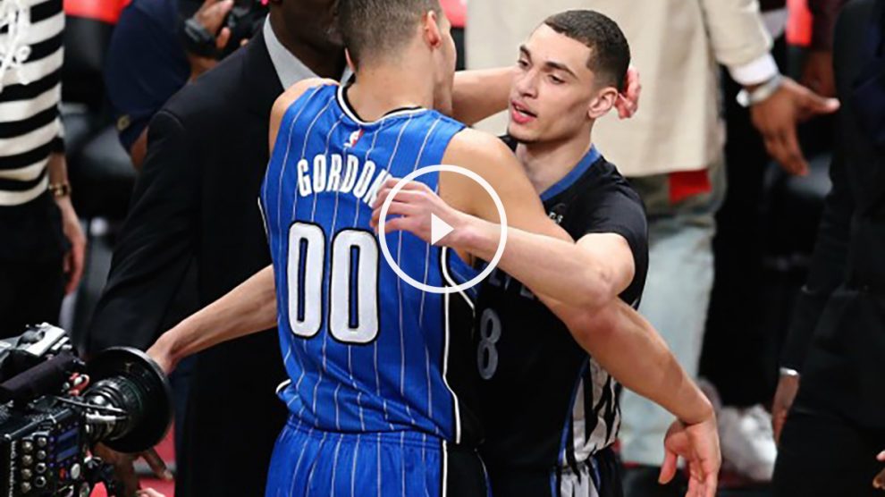 Aaron Gordon se abraza con LaVine tras un concurso inolvidable. (Getty)