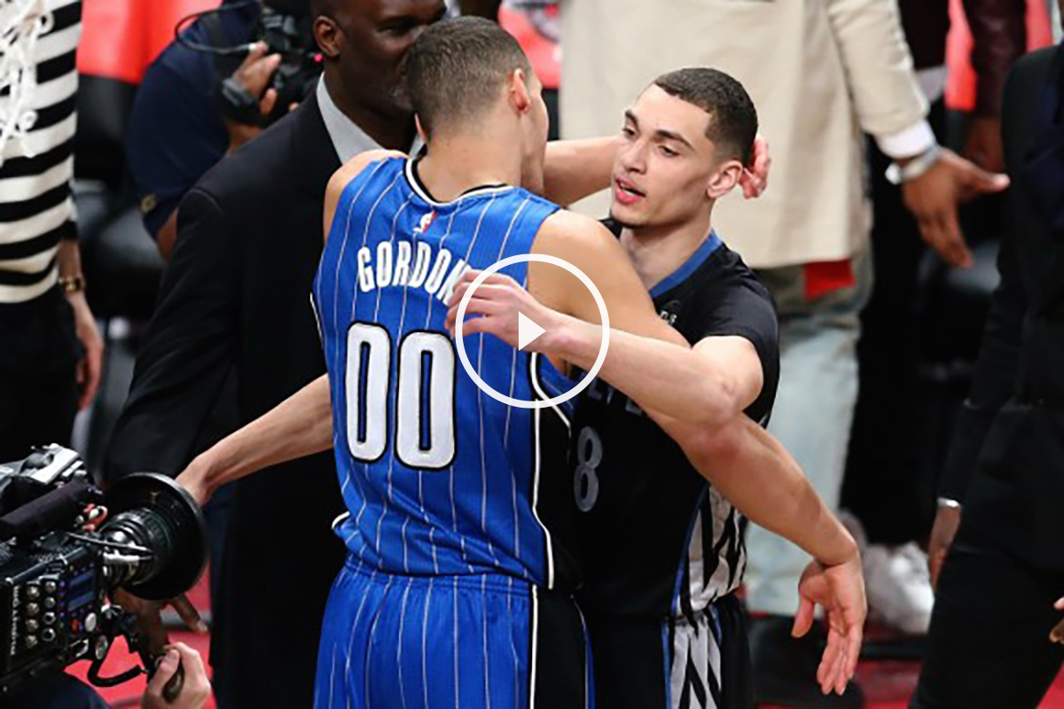 Aaron Gordon se abraza con LaVine tras un concurso inolvidable. (Getty)